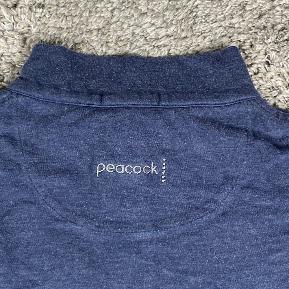 Peter Millar Crown Comfort 1/4 Zip Pullover Men Large Blue Heathered Cotton Logo - Picture 8 of 10